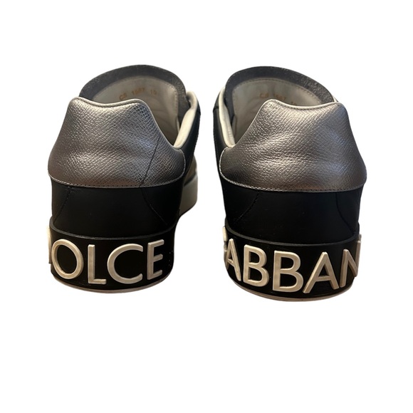 Dolce & Gabbana BASSA Black and White Leather Sneakers size 10 (Italian Size) - Picture 4 of 5